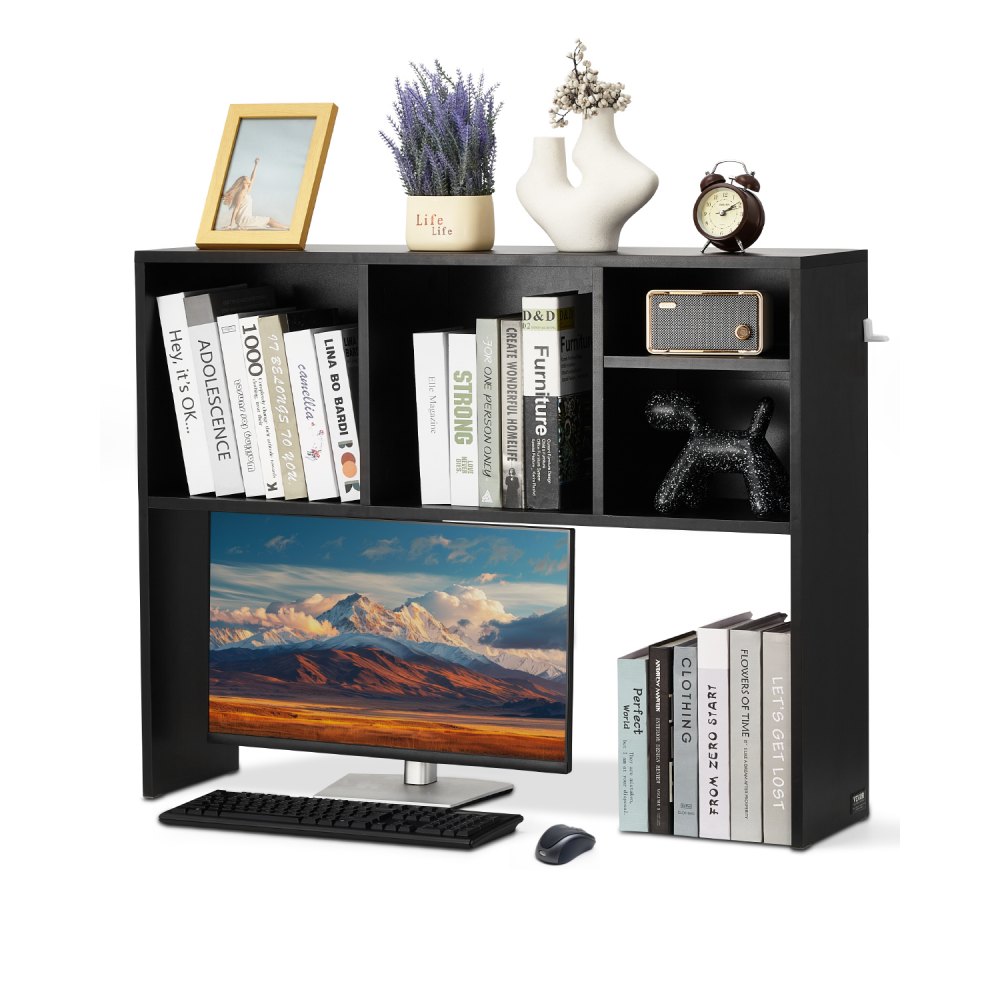 VEVOR Schreibtisch Bücherregal 1-stufiger Organizer (94 x 24 x 73 cm) Tischregale Schreibtisch Organizer Ausstellungsregal aus Spanplatten mit rutschfesten Füßen, für Büro Wohnheim, Schwarz