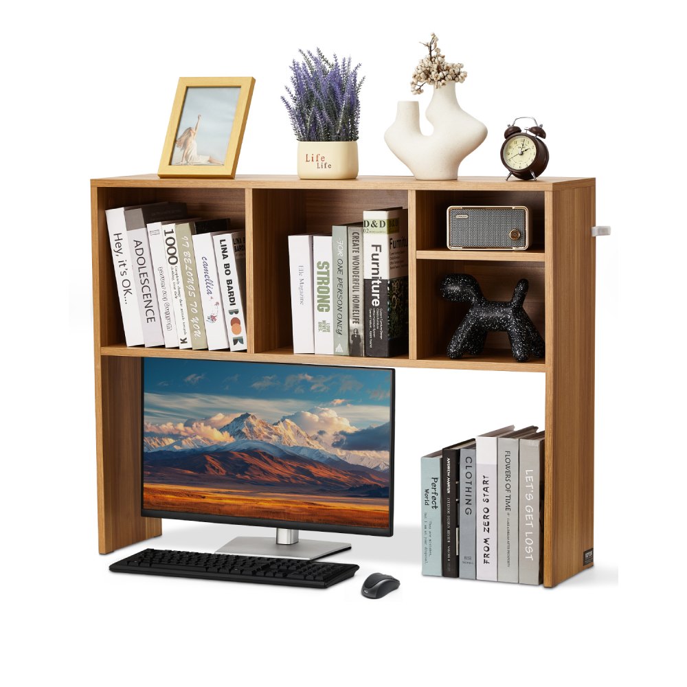 VEVOR Schreibtisch Bücherregal 1-stufiger Organizer (94 x 24 x 73 cm) Tischregale Schreibtisch Organizer Ausstellungsregal aus Spanplatten mit rutschfesten Füßen, für Büro Wohnheim, Holzfarbe