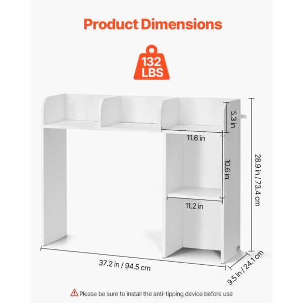 VEVOR Schreibtisch Bücherregal 2-stufiger Organizer (94,5 x 24,1 x 73,4 cm) Tischregale Schreibtisch Organizer Ausstellungsregal aus Spanplatten mit rutschfesten Füßen, für Büro Wohnheim, Weiß – Bild 3