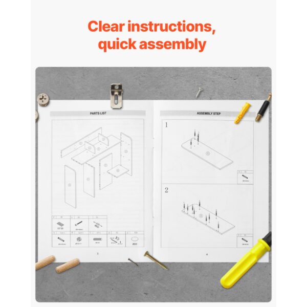 VEVOR Schreibtisch Bücherregal 2-stufiger Organizer (94,5 x 24,1 x 73,4 cm) Tischregale Schreibtisch Organizer Ausstellungsregal aus Spanplatten mit rutschfesten Füßen, für Büro Wohnheim, Weiß – Bild 5