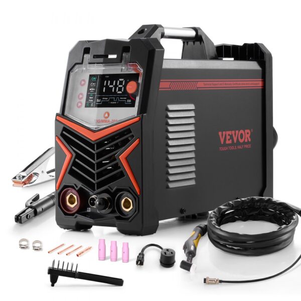 VEVOR WIG-Schweißgerät, 3-in-1-Schweißer (großes LED-Display) – DC WIG/DC Puls WIG/MMA (Stick), Elektroschweißgerät mit IGBT-Inverter-Hochfrequenzstart