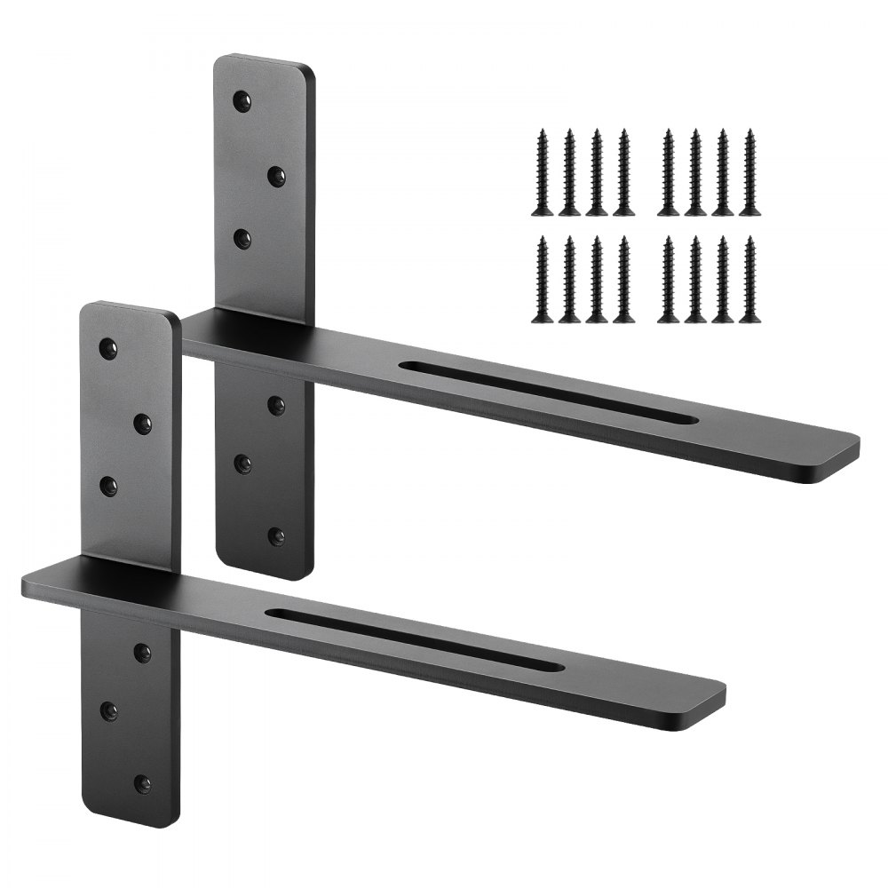 VEVOR Regalhalterung, 2 Stk., Tragkraft 90 kg, Schwerlast Regalhalter 406,4x73,5x304,8 mm, Regalträger aus Stahl für Regale, schwimmende Halterungsbeschläge für Arbeitsplatten mit Schrauben