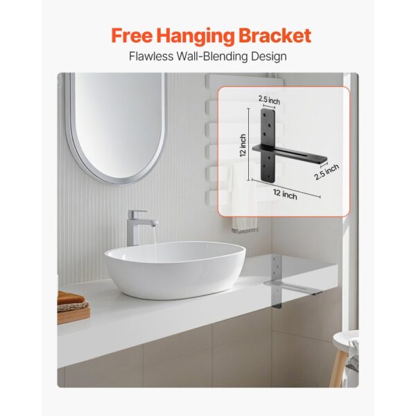 VEVOR Regalhalterung, 2 Stück, Regalträger, Tragkraft 90 kg, 304,8x73,5x304,8 mm, Schwerlast Regalhalter aus Stahl für Regale, schwimmende Halterungsbeschläge für Arbeitsplatten mit Schrauben – Bild 2 VEVOR Regalhalterung, 2 Stück, Regalträger, Tragkraft 90 kg, 304,8x73,5x304,8 mm, Schwerlast Regalhalter aus Stahl für Regale, schwimmende Halterungsbeschläge für Arbeitsplatten mit Schrauben – Bild 2