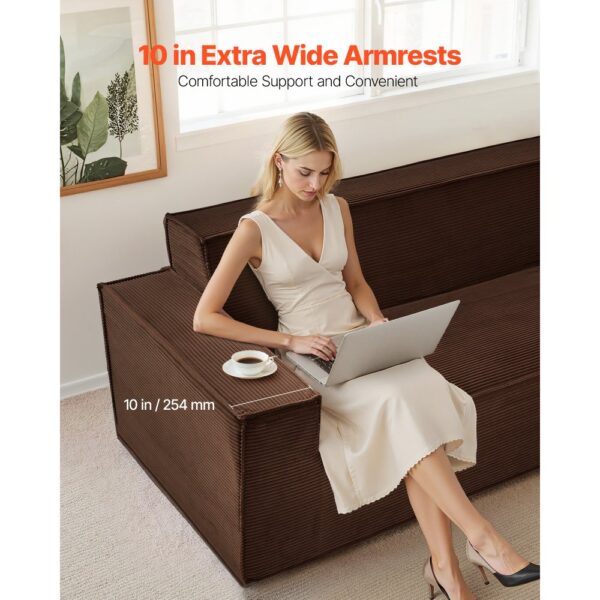 VEVOR moderner Cordcouch (211 cm) mit tiefen Sitzen, Wolkensofa mit breiten Armlehnen, Plüschcouch Loungesessel Relaxsessel ideal für Wohnzimmer, Schlafzimmer Wohnung Büro, Bodensofa Braun – Bild 5 VEVOR moderner Cordcouch (211 cm) mit tiefen Sitzen, Wolkensofa mit breiten Armlehnen, Plüschcouch Loungesessel Relaxsessel ideal für Wohnzimmer, Schlafzimmer Wohnung Büro, Bodensofa Braun – Bild 5