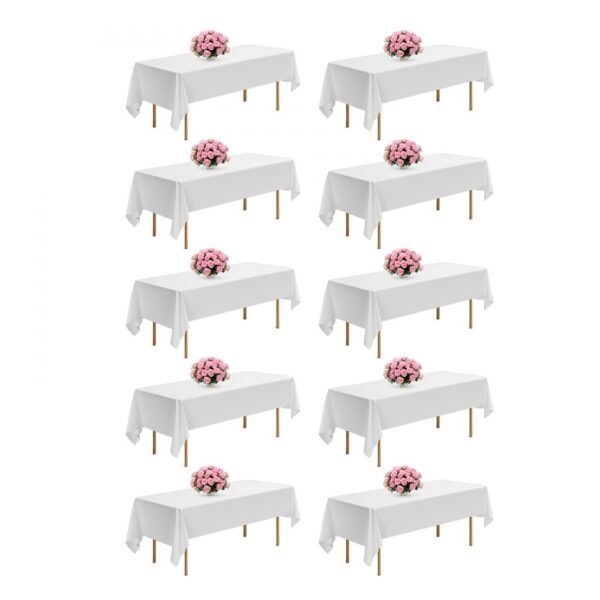 VEVOR 10 x Tischdecke Tischwäsche 1524x2591 mm, wiederverwendbarer Tischdeckenschutz, maschinenwaschbares Tischtuch aus Polyestergewebe für Partys Hochzeiten Bankette formelle Veranstaltungen, Weiß VEVOR 10 x Tischdecke Tischwäsche 1524x2591 mm, wiederverwendbarer Tischdeckenschutz, maschinenwaschbares Tischtuch aus Polyestergewebe für Partys Hochzeiten Bankette formelle Veranstaltungen, Weiß