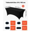 VEVOR 6 x Stretch Spandex Tischdecke Tischwäsche (rechteckig) geeignet für 1829 mm Tische, waschbarer knitterfreier Tischdeckenschutz, Tischtuch für Partys Hochzeiten Bankette Festivals, Schwarz – Bild 4