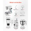 VEVOR multifunktionale Küchenmaschine elektrisch 1500 W mit Edelstahlschüssel (5,7 L) & Mixbecher (1,5 L), Knetmaschine Teigmixer mit 6+P Geschwindigkeiten & Knethaken & Schneebesen & Rührbesen – Bild 3