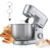 VEVOR Knetmaschine Küchenmaschine zum Backen, 1500 W Teigmaschine mit Edelstahlschüssel (5,7 L) & Knethaken & Rührbesen & Schneebesen, 10-Gang einstellbare kippbare Rührmaschine Standmixer