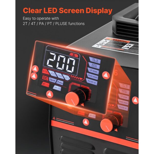 VEVOR Schweißgerät 3-in-1 Kombi, Schneiden/WIG/MMA, 50-A-Plasmaschneider & 200-A-WIG-Elektrodenschweißgerät, LED-Digitalanzeige mit 2T/4T/PA/PT-Funktion für Heimwerkerarbeiten & Werkstätten – Bild 5 VEVOR Schweißgerät 3-in-1 Kombi, Schneiden/WIG/MMA, 50-A-Plasmaschneider & 200-A-WIG-Elektrodenschweißgerät, LED-Digitalanzeige mit 2T/4T/PA/PT-Funktion für Heimwerkerarbeiten & Werkstätten – Bild 5