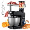 VEVOR multifunktionale Küchenmaschine elektrisch 1500 W mit Edelstahlschüssel (7,8 L) & Mixbecher (1,5 L), Knetmaschine Teigmixer mit 6+P-Geschwindigkeiten & Knethaken & Schneebesen & Rührbesen