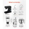 VEVOR multifunktionale Küchenmaschine elektrisch 1500 W mit Edelstahlschüssel (7,8 L) & Mixbecher (1,5 L), Knetmaschine Teigmixer mit 6+P-Geschwindigkeiten & Knethaken & Schneebesen & Rührbesen – Bild 3
