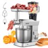 VEVOR multifunktionale Küchenmaschine elektrisch 1300 W mit Edelstahlschüssel (4,3 L) & Mixbecher (1,5 L), Knetmaschine Teigmixer mit 6+P Geschwindigkeiten & Knethaken & Schneebesen & Rührbesen VEVOR multifunktionale Küchenmaschine elektrisch 1300 W mit Edelstahlschüssel (4,3 L) & Mixbecher (1,5 L), Knetmaschine Teigmixer mit 6+P Geschwindigkeiten & Knethaken & Schneebesen & Rührbesen