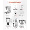VEVOR multifunktionale Küchenmaschine elektrisch 1300 W mit Edelstahlschüssel (4,3 L) & Mixbecher (1,5 L), Knetmaschine Teigmixer mit 6+P Geschwindigkeiten & Knethaken & Schneebesen & Rührbesen – Bild 3 VEVOR multifunktionale Küchenmaschine elektrisch 1300 W mit Edelstahlschüssel (4,3 L) & Mixbecher (1,5 L), Knetmaschine Teigmixer mit 6+P Geschwindigkeiten & Knethaken & Schneebesen & Rührbesen – Bild 3