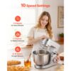 VEVOR Knetmaschine Küchenmaschine zum Backen, 1500 W Teigmaschine mit Edelstahlschüsseln (4,2 + 5,7 L) & Knethaken & Rührbesen & Schneebesen, 10-Gang einstellbare kippbare Rührmaschine Standmixer – Bild 4