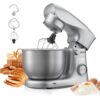 VEVOR Knetmaschine Küchenmaschine zum Backen, 1500 W Teigmaschine mit Edelstahlschüssel (4,2 L) & Knethaken & Rührbesen & Schneebesen, 10-Gang einstellbare kippbare Rührmaschine Standmixer