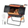 VEVOR Komposttrommel 200 L, Tumbling-Komposter Outdoor mit 2 Schiebetüren & Belüftungssystem & Doppelkammern, Kompostbehälter aus PP & Kohlenstoffstahl für Garten-, Küchen- und Hofabfälle