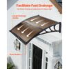VEVOR Vordach für Haustür 965x1017 mm, Pultbogenvordach, Pultvordach mit Entwässerung & ABS-Halterung, Regen-, Schnee- & Sonnenschutz, Polycarbonat-Türüberdachung für Veranda & Terrasse, Braun – Bild 2