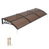 VEVOR Vordach für Haustür 965x2975 mm, Pultbogenvordach, Pultvordach mit Entwässerung & ABS-Halterung, Regen-, Schnee- & Sonnenschutz, Polycarbonat-Türüberdachung für Veranda & Terrasse, Braun