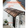 VEVOR Vordach für Haustür 965x2975 mm, Pultbogenvordach, Pultvordach mit Entwässerung & ABS-Halterung, Regen-, Schnee- & Sonnenschutz, Polycarbonat-Türüberdachung für Veranda & Terrasse, Braun – Bild 2