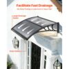 VEVOR Vordach für Haustür 755x1000 mm, Pultbogenvordach, Überdachung mit Entwässerung & ABS-Halterung, Regen-, Schnee- & Sonnenschutz, Polycarbonat-Türdach für Veranda & Terrasse, Rauchgrau – Bild 2
