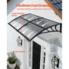 VEVOR Vordach für Haustür, 965x1987 mm, Pultbogenvordach, Überdachung mit Entwässerung & ABS-Halterung, Regen-, Schnee- & Sonnenschutz, Polycarbonat-Türdach für Veranda & Terrasse, Rauchgrau – Bild 2