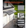 VEVOR Vordach für Haustür, 965x1987 mm, Pultbogenvordach, Überdachung mit Entwässerung & ABS-Halterung, Regen-, Schnee- & Sonnenschutz, Polycarbonat-Türdach für Veranda & Terrasse, Rauchgrau – Bild 4