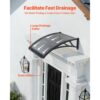 VEVOR Vordach für Haustür, 61x60 cm, Pultbogenvordach, Überdachung mit Entwässerung & ABS-Halterung, Regen-, Schnee- & Sonnenschutz, Polycarbonat-Türdach für Veranda & Terrasse, Rauchgrau – Bild 2