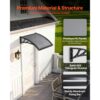 VEVOR Vordach für Haustür, 61x60 cm, Pultbogenvordach, Überdachung mit Entwässerung & ABS-Halterung, Regen-, Schnee- & Sonnenschutz, Polycarbonat-Türdach für Veranda & Terrasse, Rauchgrau – Bild 4