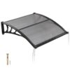 VEVOR Vordach für Haustür, 965x1017 mm, Pultbogenvordach, Überdachung mit Entwässerung & ABS-Halterung, Regen-, Schnee- & Sonnenschutz, Polycarbonat-Türdach für Veranda & Terrasse, Rauchgrau