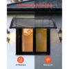 VEVOR Vordach für Haustür, 965x1017 mm, Pultbogenvordach, Überdachung mit Entwässerung & ABS-Halterung, Regen-, Schnee- & Sonnenschutz, Polycarbonat-Türdach für Veranda & Terrasse, Rauchgrau – Bild 3