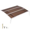 VEVOR Vordach für Haustür 120x100 cm, Pultbogenvordach, Überdachung mit Entwässerung & ABS-Halterung, Regen-, Schnee- & Sonnenschutz, Polycarbonat-Türüberdachung für Veranda & Terrasse, Braun