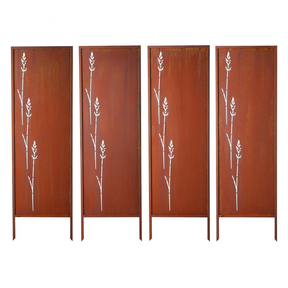 VEVOR Paravent 50x160 cm 4er-Pack, Raumteiler, Trennwand mit Erdspießen & Kohlenstoffstahlplatte, Sichtschutz, Raumtrenner, Dekorative Sichtschutzwand für Garten, Terrasse, Hof, Balkon