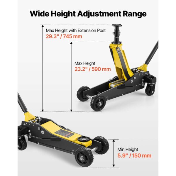 VEVOR Hydraulischer Rangierwagenheber 3 t Tragkraft, Wagenheber aus Aluminium & Stahl mit Doppelkolben-Schnellhubpumpe & Verlängerungssäule, Autoheber für SUVs, 15–59 cm Hubbereich Rennwagenheber – Bild 3 VEVOR Hydraulischer Rangierwagenheber 3 t Tragkraft, Wagenheber aus Aluminium & Stahl mit Doppelkolben-Schnellhubpumpe & Verlängerungssäule, Autoheber für SUVs, 15–59 cm Hubbereich Rennwagenheber – Bild 3