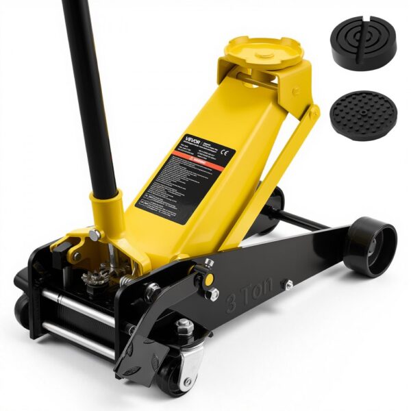 VEVOR Hydraulischer Rangierwagenheber 3 t Tragkraft, Flacher Wagenheber aus Stahl mit Einkolben-Schnellhubpumpe & Fußpedal, Autoheber für SUVs Pickups, 13 bis 50 cmHubbereich, Rennwagenheber