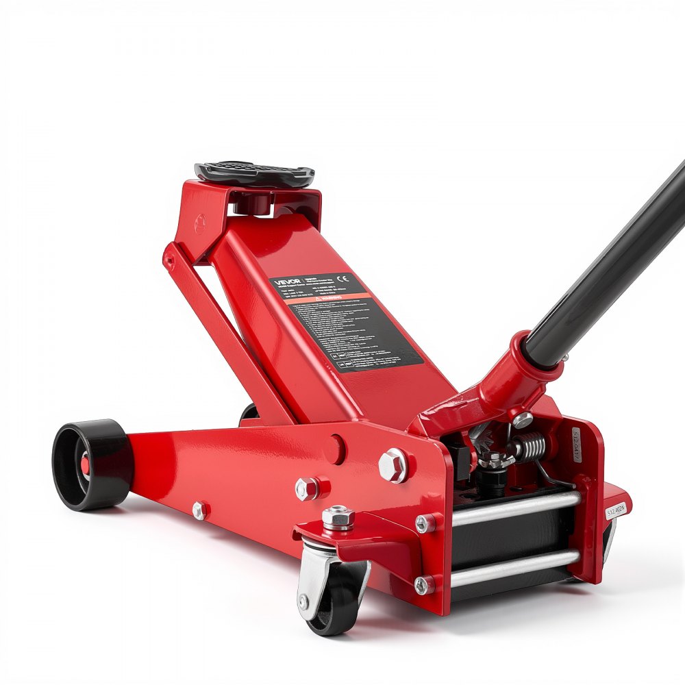 VEVOR Hydraulischer Rangierwagenheber 3 t Tragkraft, Flacher Wagenheber aus Stahl mit Einkolben-Schnellhubpumpe, Autoheber für Sportwagen SUVs Pickups, 13–50 cm Hubbereich, Rennwagenheber Rot