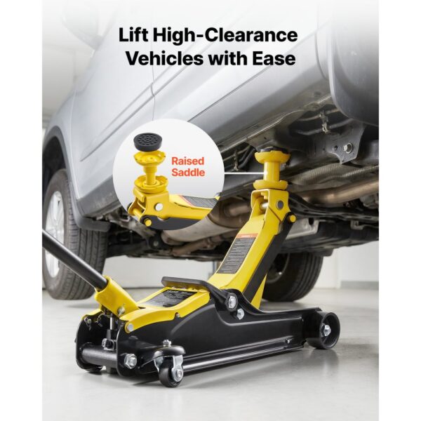 VEVOR Hydraulischer Rangierwagenheber 2,5 t Tragkraft, Flacher Wagenheber aus Stahl mit Einkolben-Schnellhubpumpe & SUV-Adaptern, Autoheber für Limousinen, 85–320 mm Hubbereich, Rennwagenheber – Bild 2