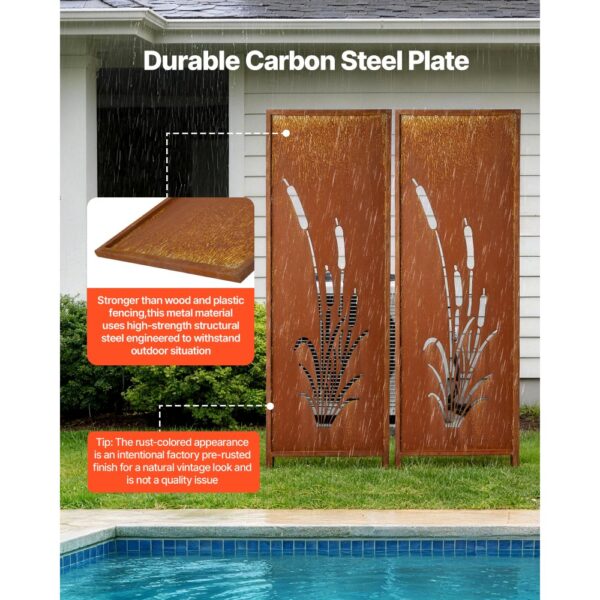 VEVOR Paravent, 50x160 cm 2er-Pack, Raumteiler Metall, Trennwand mit Erdspießen & Kohlenstoffstahlplatte, Sichtschutz, Raumtrenner, Dekorative Sichtschutzwand für Garten, Terrasse, Hof, Balkon – Bild 4 VEVOR Paravent, 50x160 cm 2er-Pack, Raumteiler Metall, Trennwand mit Erdspießen & Kohlenstoffstahlplatte, Sichtschutz, Raumtrenner, Dekorative Sichtschutzwand für Garten, Terrasse, Hof, Balkon – Bild 4