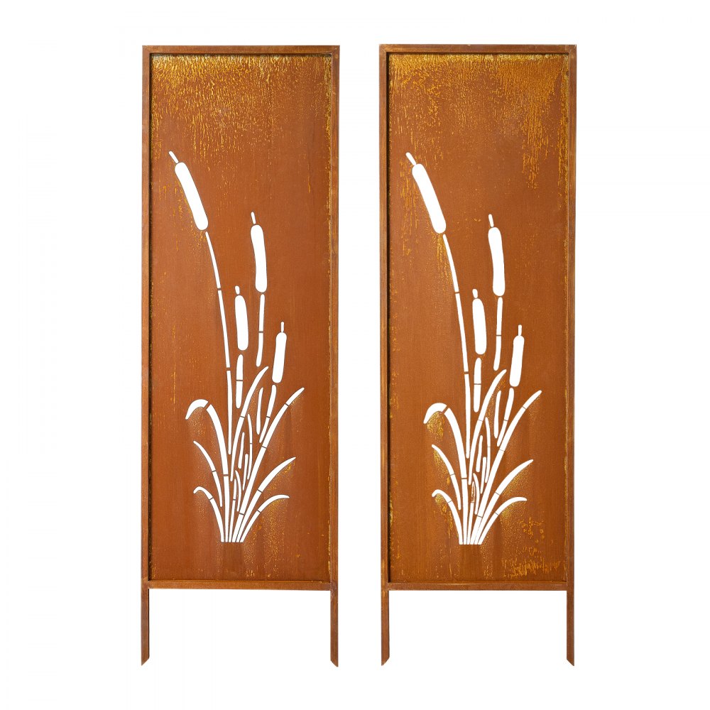 VEVOR Paravent, 50x160 cm 2er-Pack, Raumteiler Metall, Trennwand mit Erdspießen & Kohlenstoffstahlplatte, Sichtschutz, Raumtrenner, Dekorative Sichtschutzwand für Garten, Terrasse, Hof, Balkon