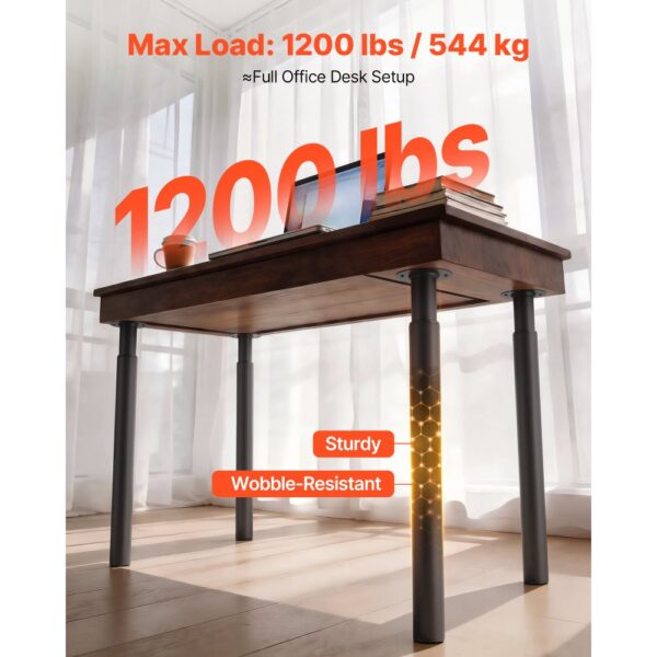 VEVOR Tischbeine 4er-Set, Möbelfüße 71–110 cm Höhenverstellbar, Tischfüße Max. 544 kg, Teleskopbein aus Kohlenstoffstahl, für Schreibtische, Couchtische, Esstische, Werkbänke, Rund – Bild 2
