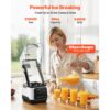 VEVOR Standmixer 2 L Smoothie Mixer mit Schutzabdeckung 2200 W Crushed Ice Maker mit Selbstreinigungsfunktion Einstellbarer Drehzahl 6 Voreingestellte Programme für Smoothies Eiscrushing Pürees Weiß – Bild 2