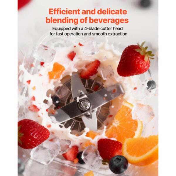 VEVOR Standmixer 2 L Smoothie Mixer mit Schutzabdeckung 2200 W Crushed Ice Maker mit Selbstreinigungsfunktion Einstellbarer Drehzahl 6 Voreingestellte Programme für Smoothies Eiscrushing Pürees Weiß – Bild 4