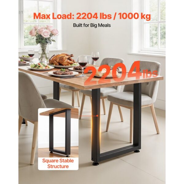 VEVOR Tischkufen aus Vierkantprofilen 2er-Set 600x750 mm, Tischuntergestell max. 1000 kg, Tischbeine, Möbelfüße, Tischgestell, Tischfüße für Schreibtische, Couchtisch, Esstische, Schwarz – Bild 2 VEVOR Tischkufen aus Vierkantprofilen 2er-Set 600x750 mm, Tischuntergestell max. 1000 kg, Tischbeine, Möbelfüße, Tischgestell, Tischfüße für Schreibtische, Couchtisch, Esstische, Schwarz – Bild 2