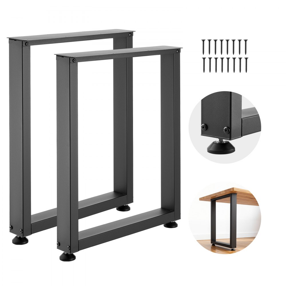 VEVOR Tischkufen aus Vierkantprofilen 2er-Set 600x750 mm, Tischuntergestell max. 1000 kg, Tischbeine, Möbelfüße, Tischgestell, Tischfüße für Schreibtische, Couchtisch, Esstische, Schwarz
