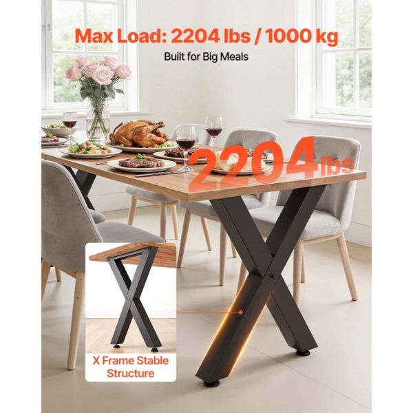 VEVOR Tischkufen 2er-Set 600x750 mm, X-Förmige Tischuntergestell 1000 kg, Tischbeine Kohlenstoffstahl, Möbelfüße, Tischgestell, Tischfüße für Schreibtische, Couchtische, Esstische, Schwarz – Bild 2 VEVOR Tischkufen 2er-Set 600x750 mm, X-Förmige Tischuntergestell 1000 kg, Tischbeine Kohlenstoffstahl, Möbelfüße, Tischgestell, Tischfüße für Schreibtische, Couchtische, Esstische, Schwarz – Bild 2