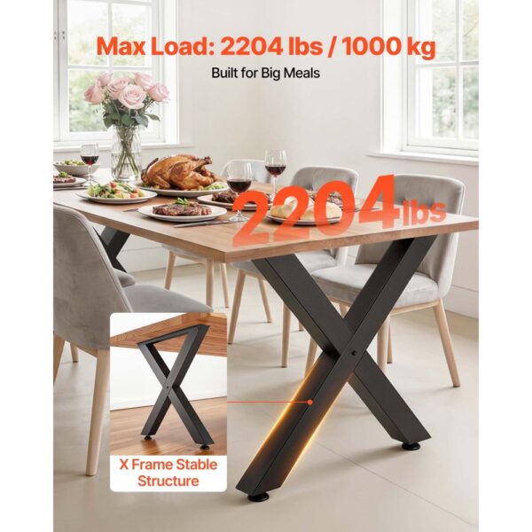 VEVOR Tischkufen 2er-Set 760x750 mm, X-Förmige Tischuntergestell 1000 kg, Tischbeine Kohlenstoffstahl, Möbelfüße, Tischgestell, Tischfüße für Schreibtische, Couchtische, Esstische, Schwarz – Bild 2 VEVOR Tischkufen 2er-Set 760x750 mm, X-Förmige Tischuntergestell 1000 kg, Tischbeine Kohlenstoffstahl, Möbelfüße, Tischgestell, Tischfüße für Schreibtische, Couchtische, Esstische, Schwarz – Bild 2