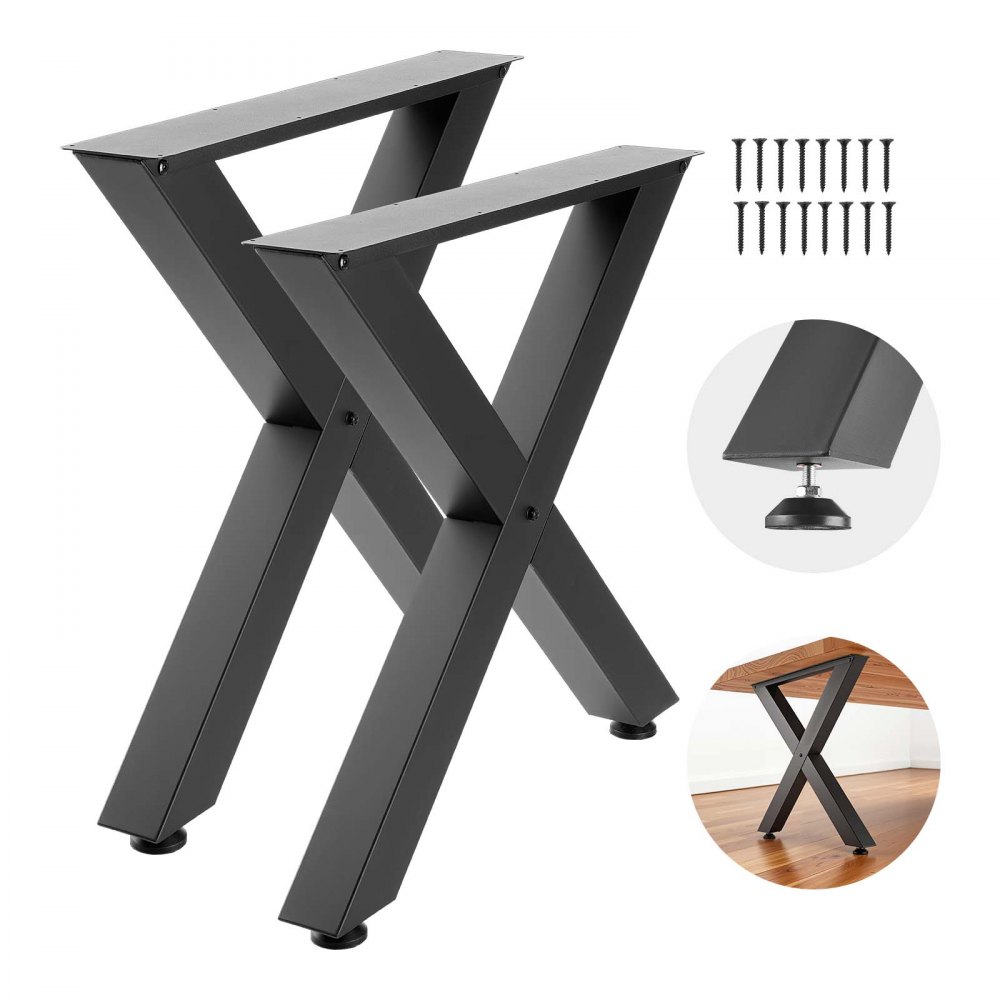 VEVOR Tischkufen 2er-Set 760x750 mm, X-Förmige Tischuntergestell 1000 kg, Tischbeine Kohlenstoffstahl, Möbelfüße, Tischgestell, Tischfüße für Schreibtische, Couchtische, Esstische, Schwarz