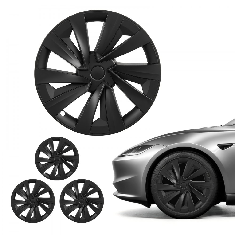 VEVOR 4x Radkappen für Tesla Model Y 2025, 19 Zoll Radzierblenden aus ABS Kunststoff, Radblenden 4er Set mit 10 Speichen & Snap-On-Montage Design, R19 Radabdeckungen für Deko & Daubschutz, Mattschwarz