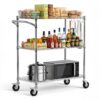VEVOR Küchenwagen mit 3 Ebenen, Schwerlast-Servierwagen bis 300 kg, Rollwagen mit Höhenverstellbaren Drahtablagen und Griff, Metallregal auf Rollen für Küche, Garage & Waschküche, 890 x 453 x 1040 mm