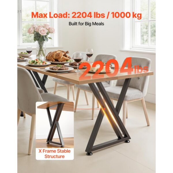 VEVOR Tischkufen 2er-Set 610x740 mm, X-Förmige Tischuntergestell 1000 kg, Tischbeine Kohlenstoffstahl, Möbelfüße, Tischgestell, Tischfüße für Schreibtische, Couchtische, Esstische, Schwarz – Bild 2