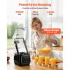 VEVOR Standmixer 2 L Smoothie Mixer mit Schutzabdeckung 2200 W Crushed Ice Maker mit Selbstreinigungsfunktion Einstellbarer Drehzahl 6 Voreingestellte Programme Smoothies Eiscrushing Pürees Schwarz – Bild 2